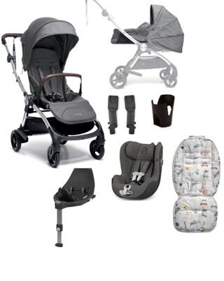 Airo 7 Piece Essentials Bundle with Grey Carrycot & Grey Sirona Car Seat